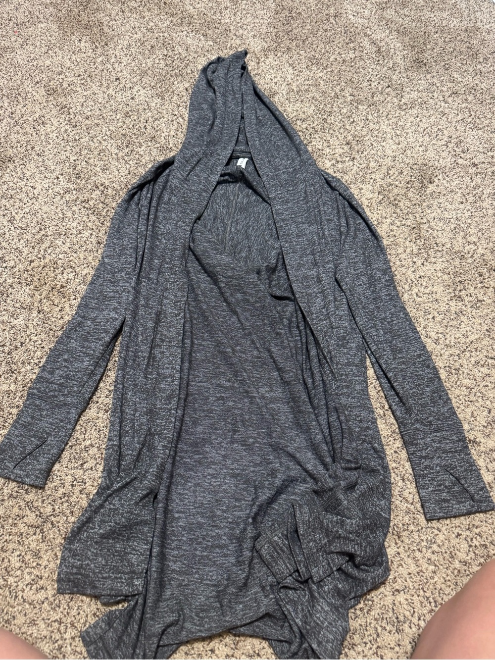 Athleta Dark Gray Hooded Open-Front Cardigan